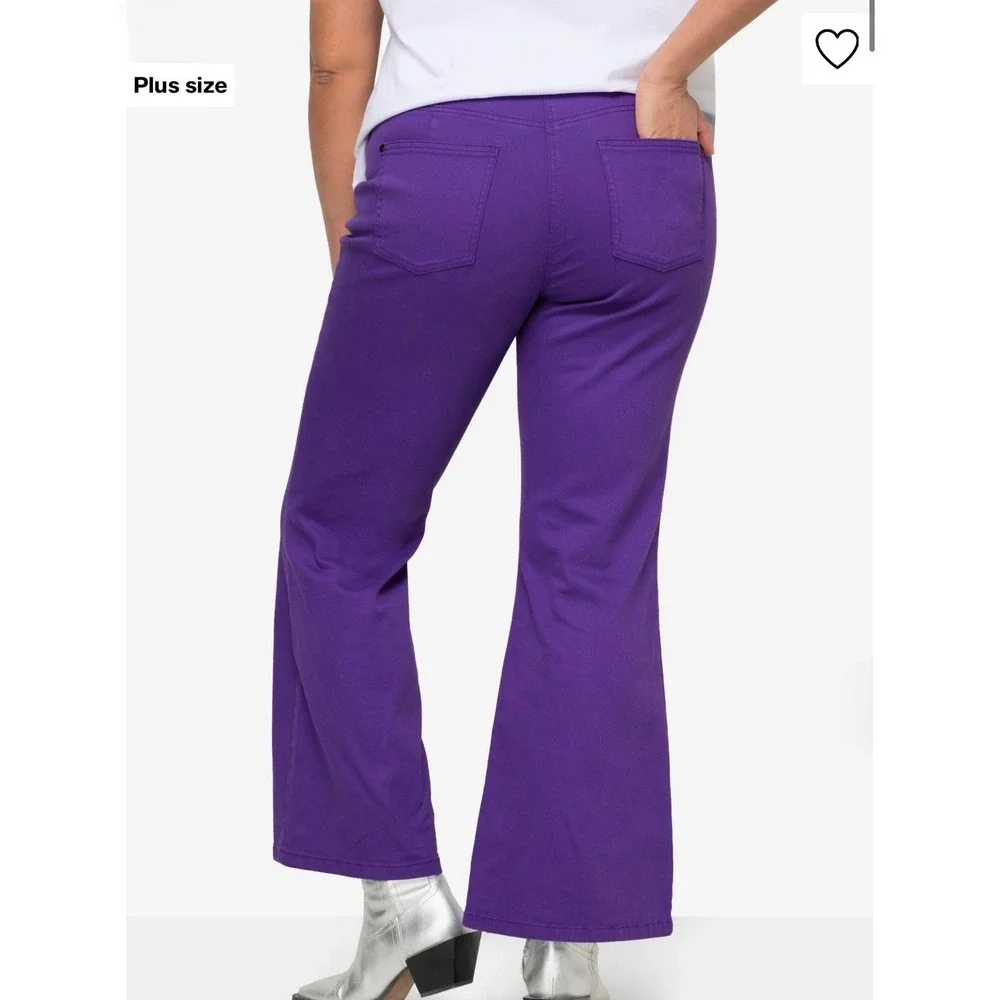 NWT Angel of Style‎ Ulla Popken Purple Flared Jeans Plus 26W High Rise X123